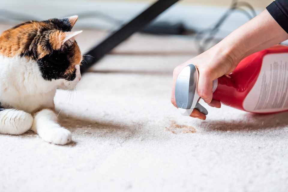 cleaning up cat pet stain from carpet